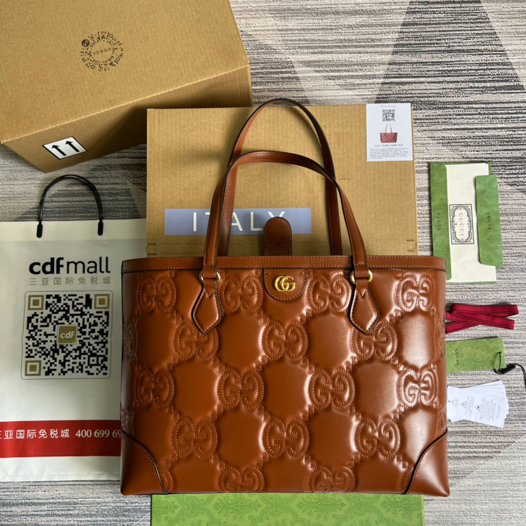 GUCCI GG MATELASSE LEATHER MEDIUM TOTE