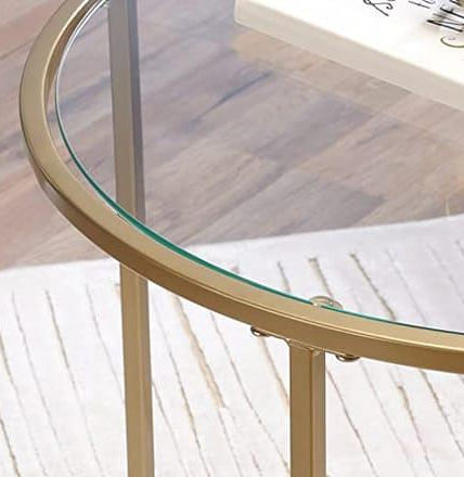 Thumbnail: Round Glass Top End Table w/Brass Base