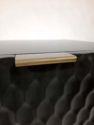 Thumbnail: Black Nightstand w/Gold Hardware & Geo Textured Front