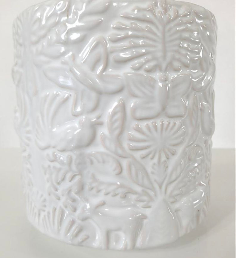 Thumbnail: White Ceramic Lamp w/Embossed Florals