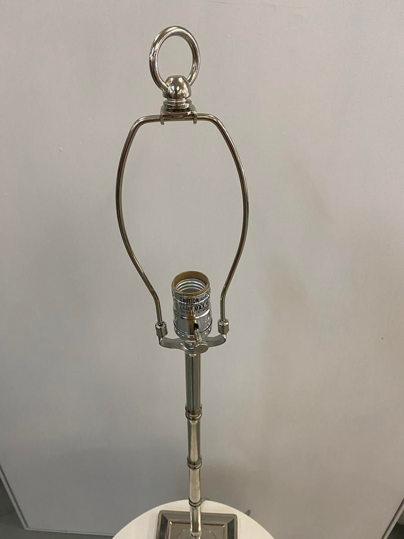 Thumbnail: Silver Bamboo Stick Lamp w/Black Shade