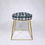 Thumbnail: Upholstered Plaid Ottoman w/Gold Base