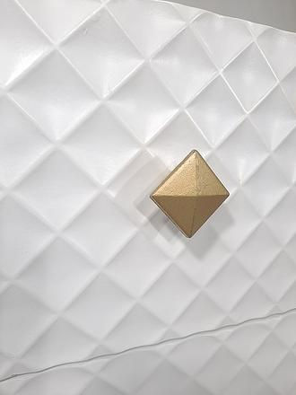 Thumbnail: White 3 Drawer Lacquered Nightstand w/Geometric Facing Detail