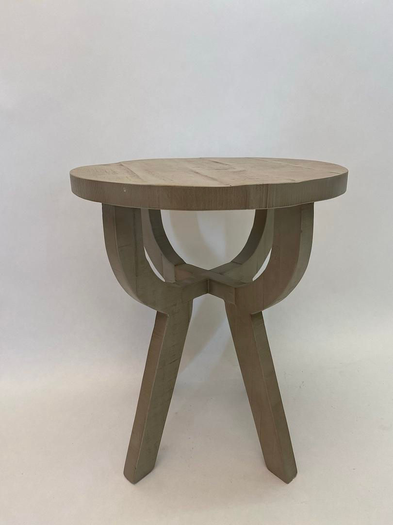 Thumbnail: Round Taupe Painted Wood Side Table