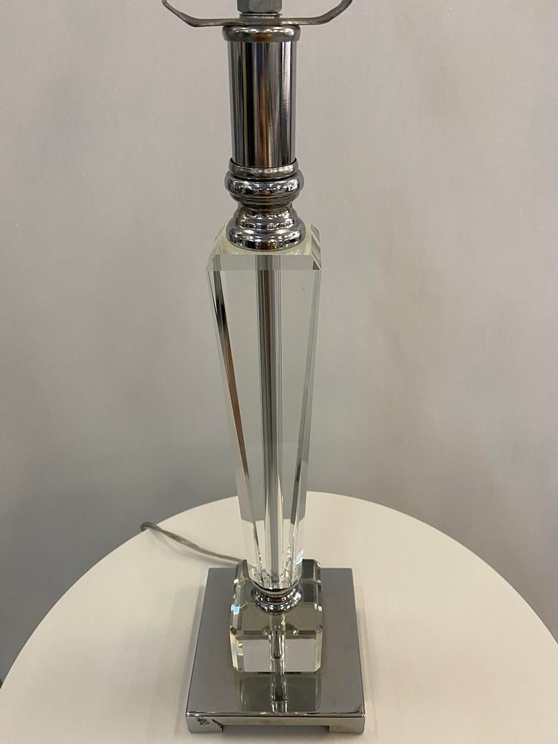 Thumbnail: Clear Glass Geometric Lamp w/Silver Square Base