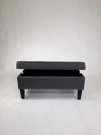 Thumbnail: Upholstered Dark Grey Bench w/Storage & Grommeted Edge