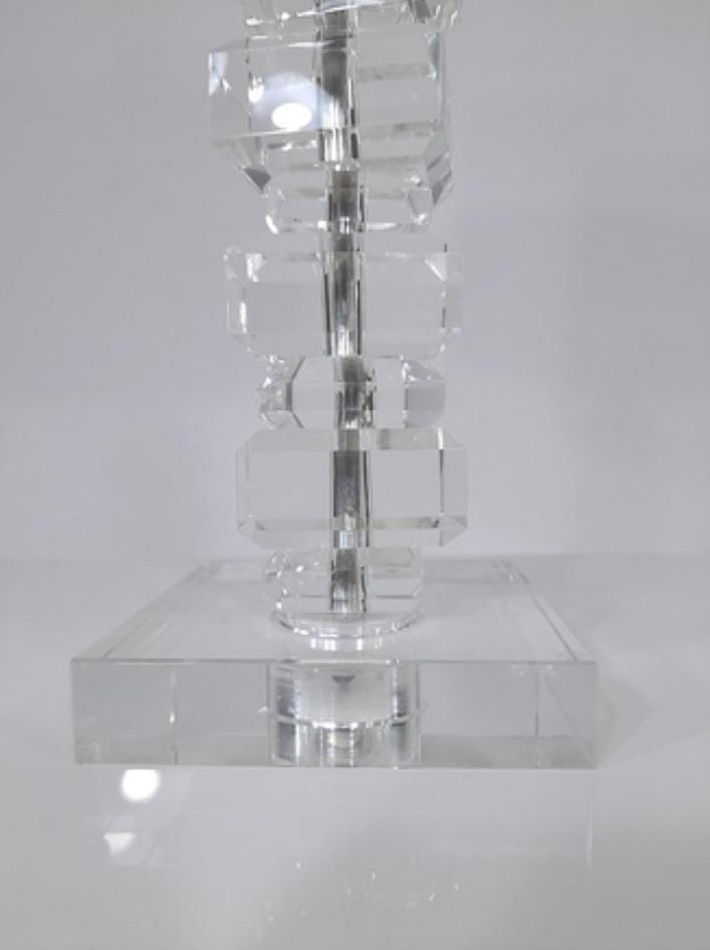 Thumbnail: Glass Lamp w/Stacked Swuare Details