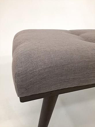 Thumbnail: Grey Upholstered Bench w/Wooden Legs
