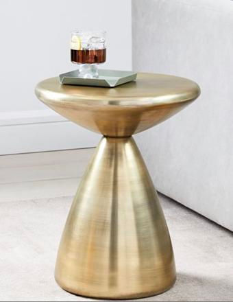 Thumbnail: Spun Aluminum w/Brass Finish Accent Table