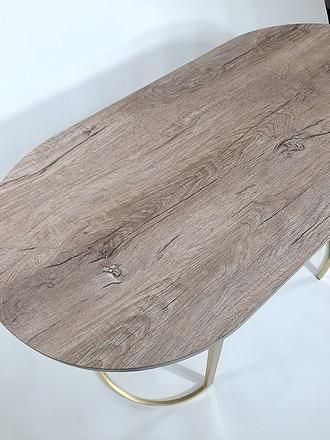 Thumbnail: Faux Wood Top & Gold Base Console Table