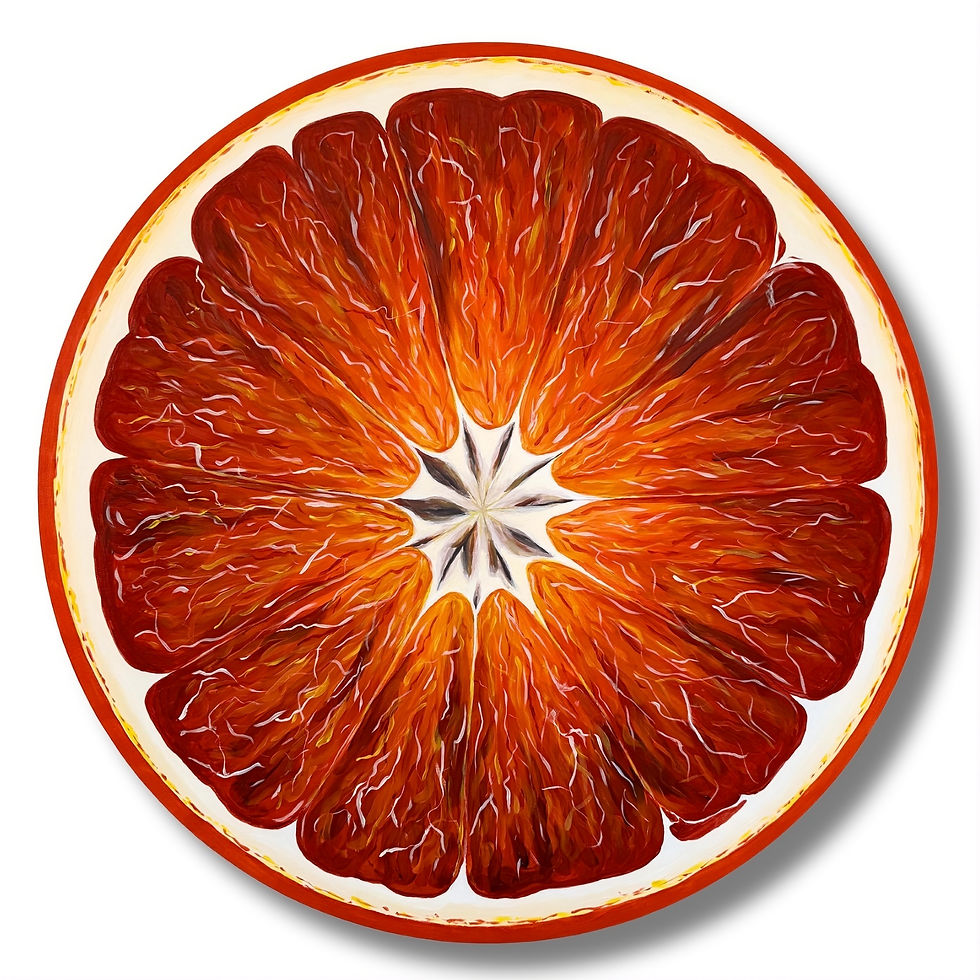Vital Core: Orange II, acrylic on wood, Ø 70 cm – 27.5 inch