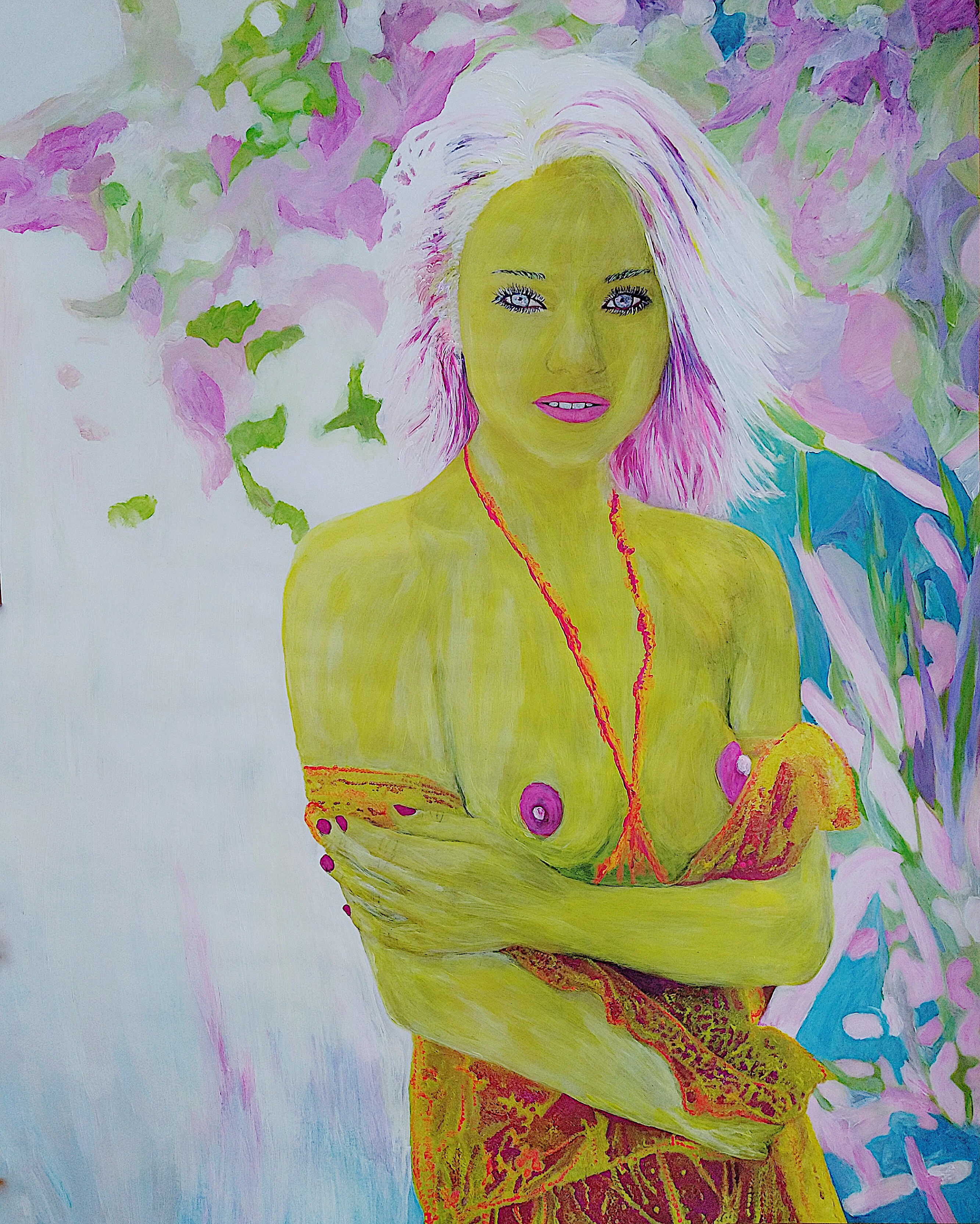 Aora by Lena Snow, acrylic on high-quality paper, unframed, glowing in bright soft hues.