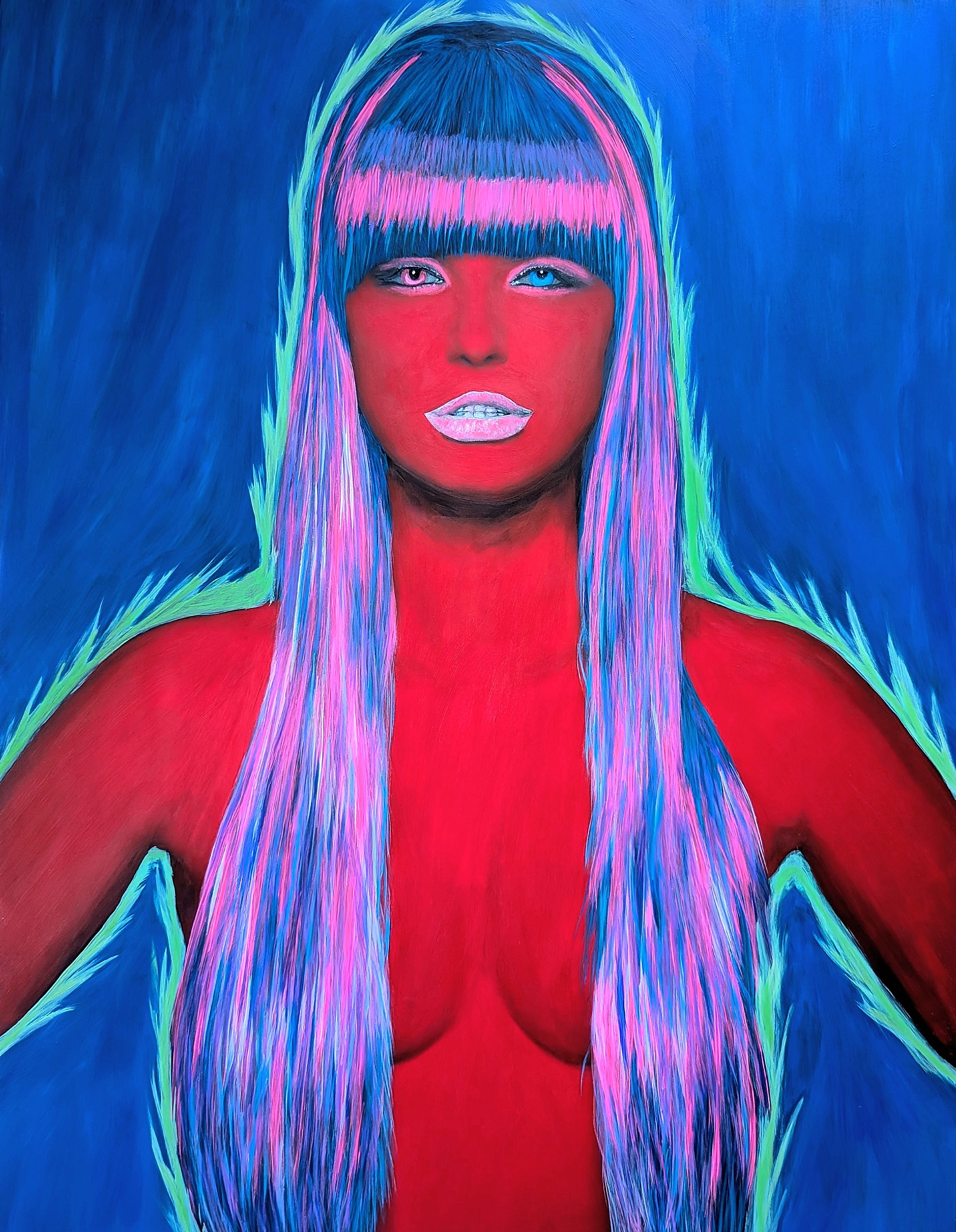 Neon Girl No. 1, original artwork by Lena Snow, neon-futuristic style