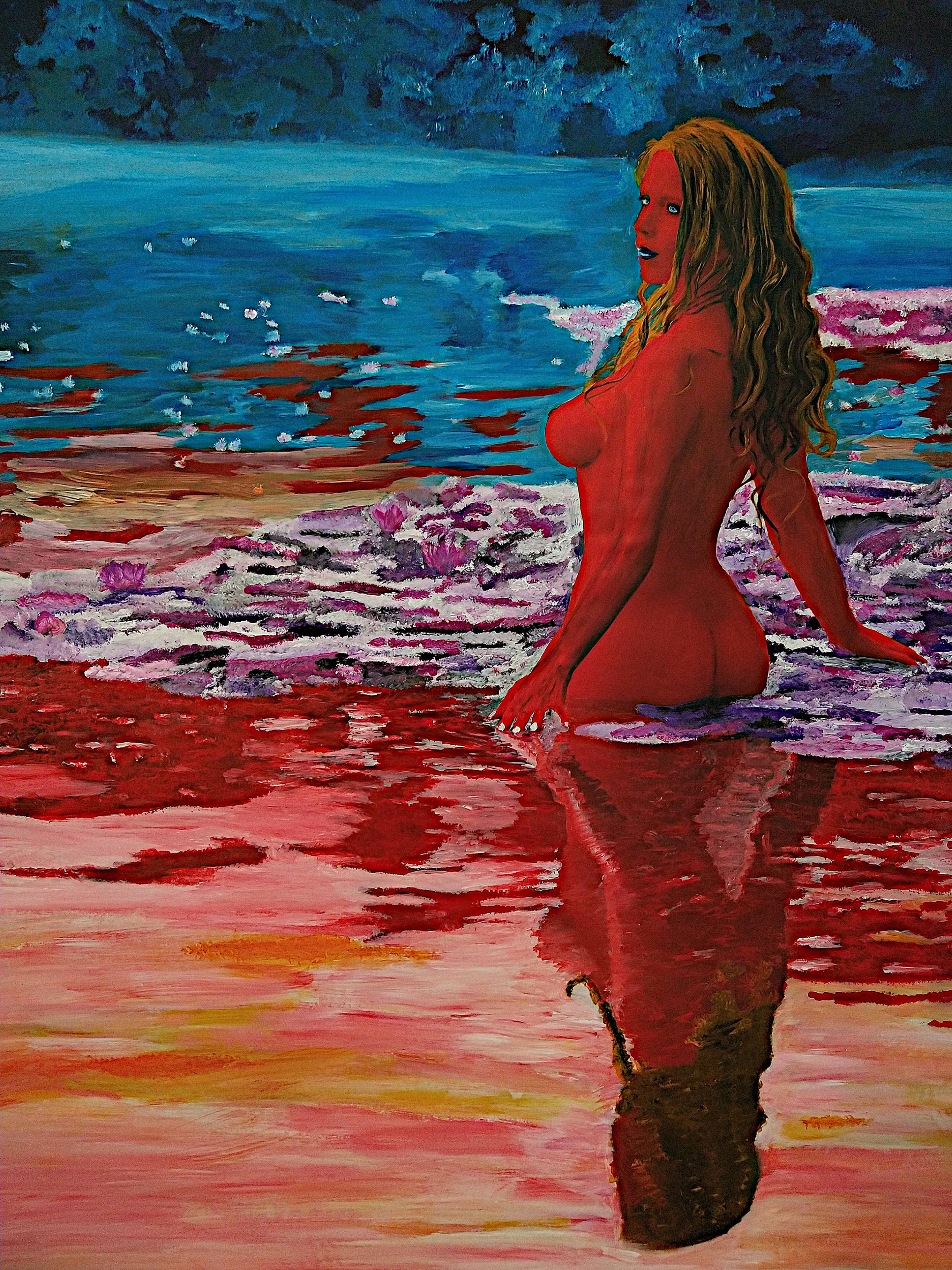 Callianassa, acrylic painting on paper by Lena Snow