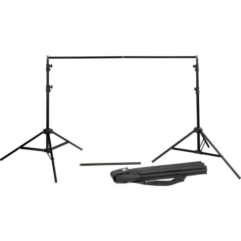 Backdrop stand kit with crossbar and carry bag for photo or video studio.
