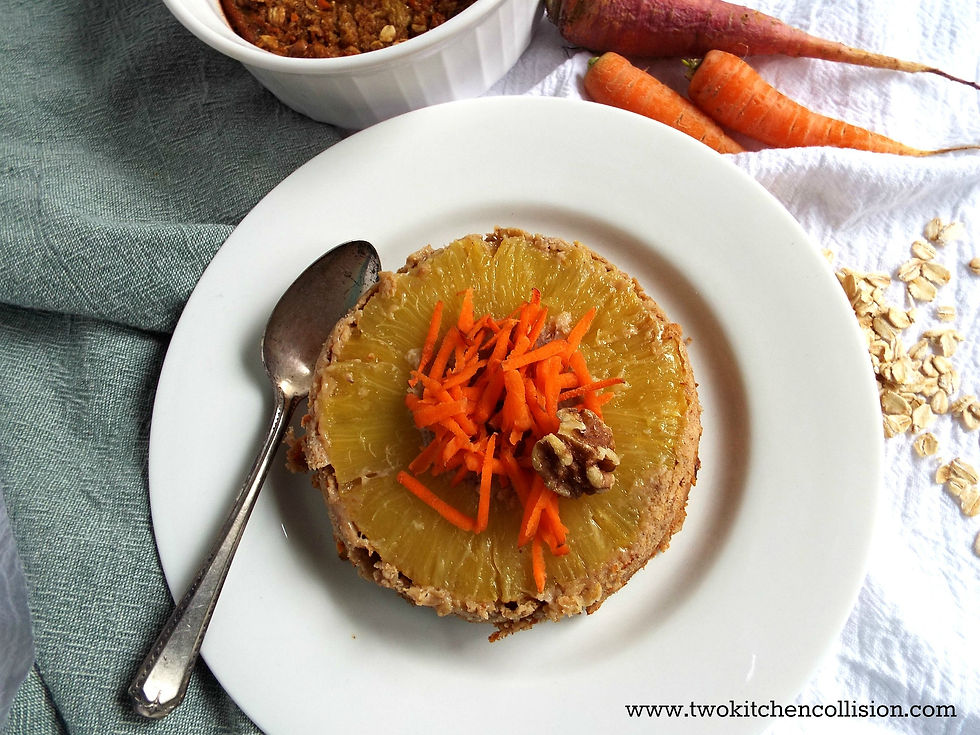 Carrot Cake Oatmeal - dessert for breakfast with oatbran and pineapple - vegan & gluten free