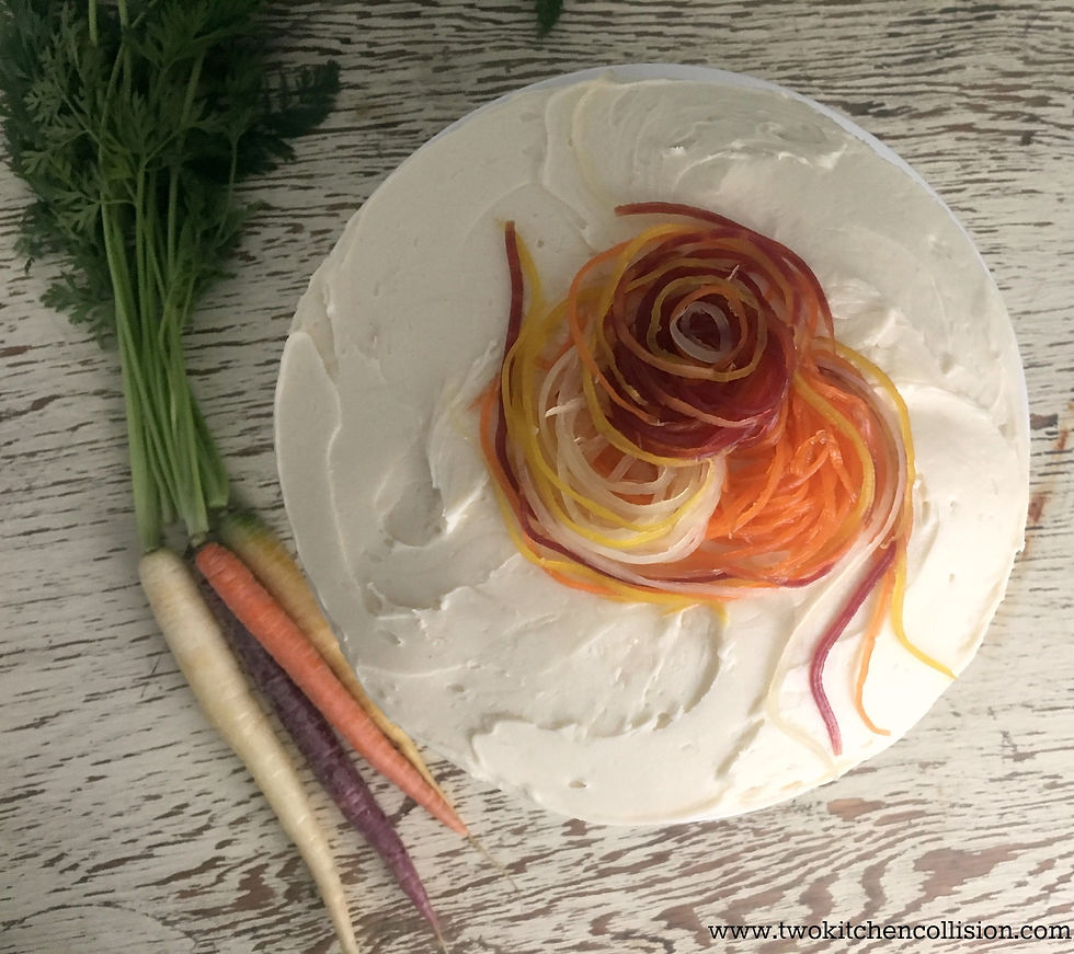 Pineapple Curd filled Carrot Cake with Cream Cheese Frosting - www.twokitchencollision.com