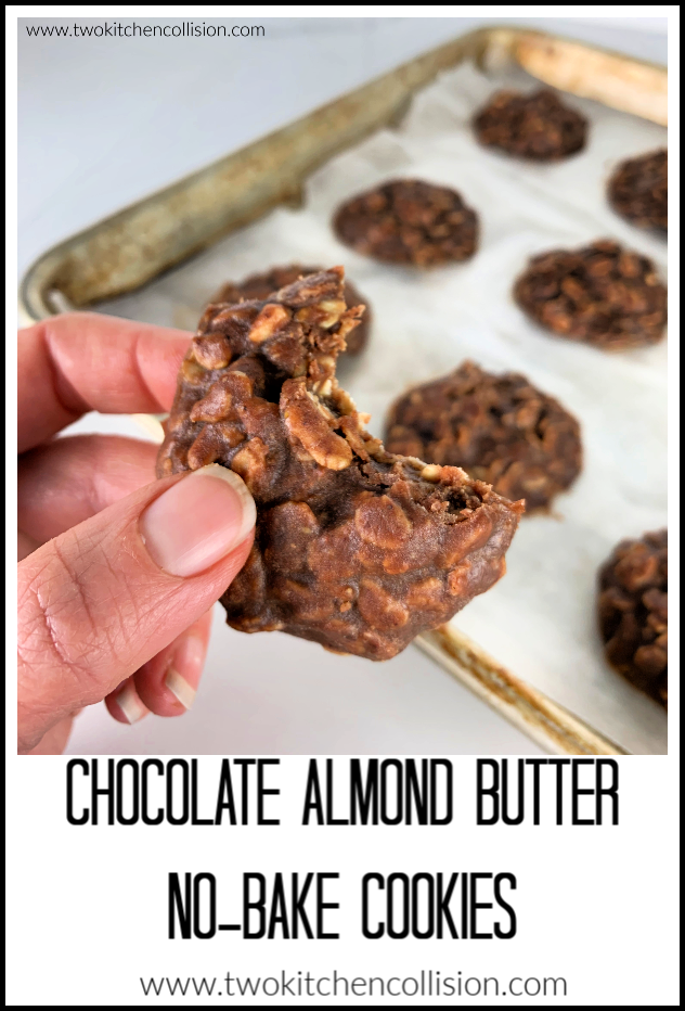 Chocolate Almond Butter No-Bake Cookies (vegan, GF) www.twokitchencollision.com