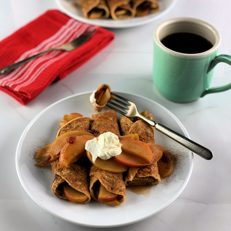 Vegan Crepes with Cinnamon Apple Filling (vegan, gluten free) www.twokitchencollicion.com