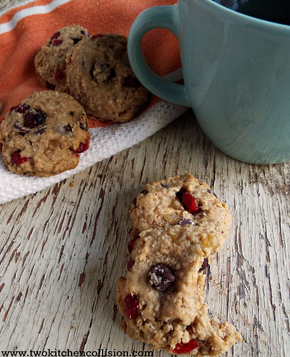 Cranberry Ginger Chocolate Chip Cookie - add oats and you've got a healthy cookie you can enjoy eating. Vegan & Gluten free