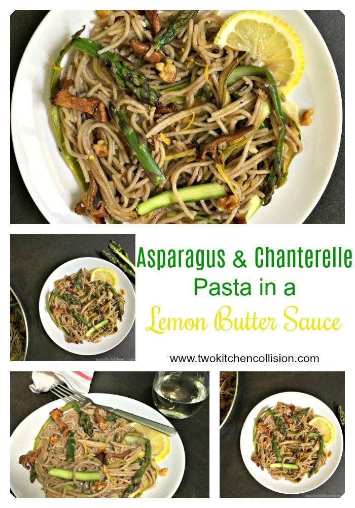 Asparagus & Chanterelle Pasta in a Lemon Butter Sauce www.twokitchencollision.com