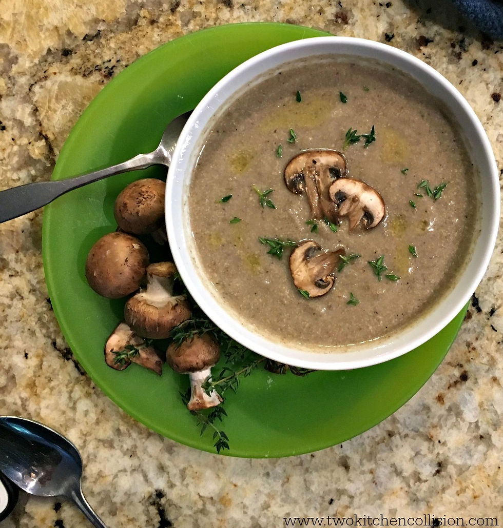 Cream of Mushroom Soup, vegan-gluten free www.twokitchencollision.com