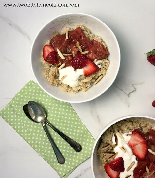 Steel Cut Oats with Rhubarb Compote