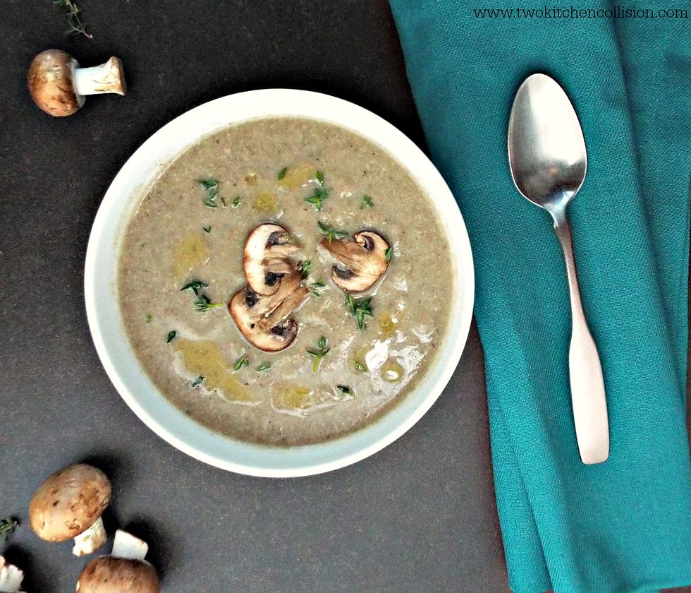 Cream of Mushroom Soup, vegan-gluten free www.twokitchencollision.com