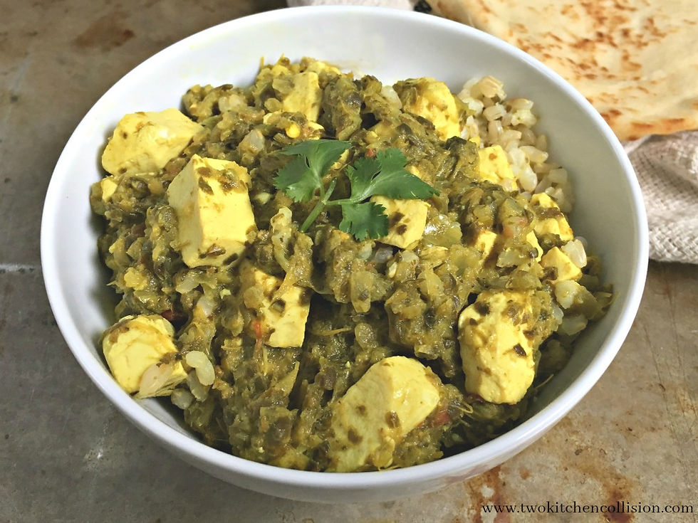 Palak Tofu Paneer www.twokitchencollision.com
