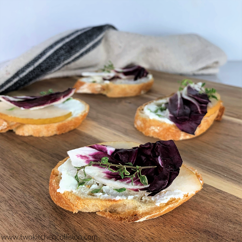 Asian Pear & Radicchio Crostini www.twokitchencollision.com
