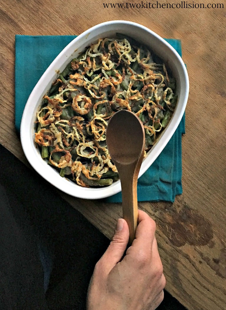 Green Bean Casserole, gluten free - vegan - homemade www.twokitchencollision.com