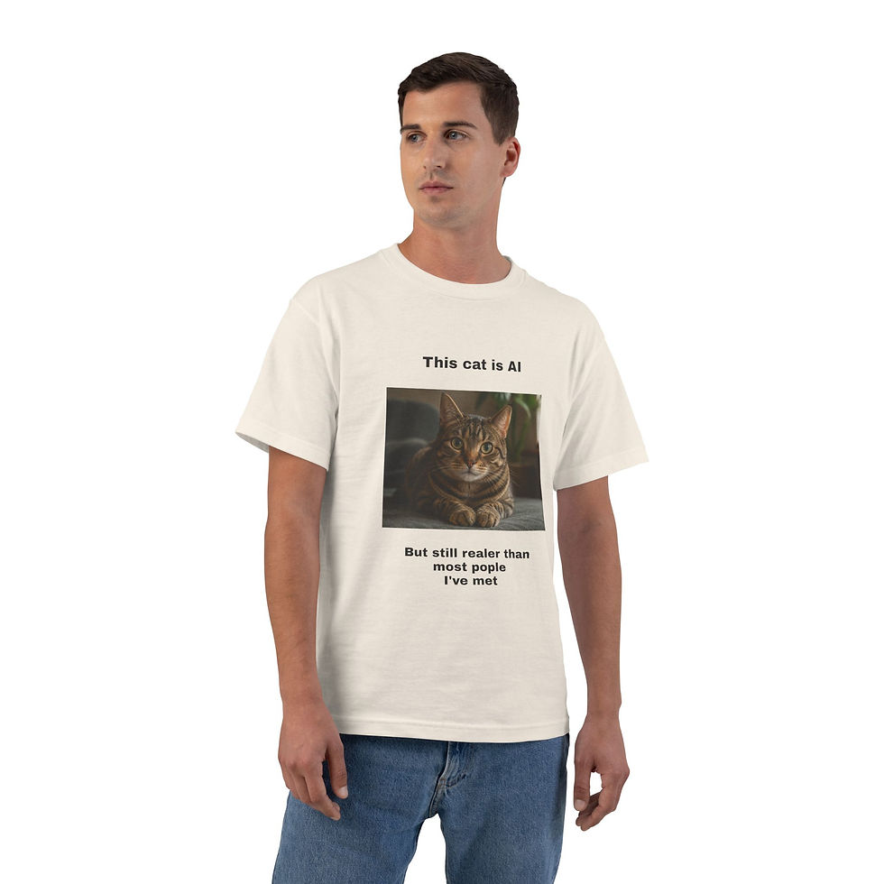 Thumbnail:  AI cat but realer than most people I've met -- Graphic Tee by S.L.R.