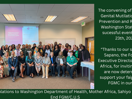 Convening of the Female Genital Mutilation/Cutting Prevention and Response in Washington State.