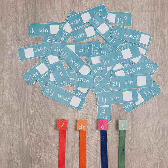 Stokjesoefening werkwoordspelling (D, T, DT)