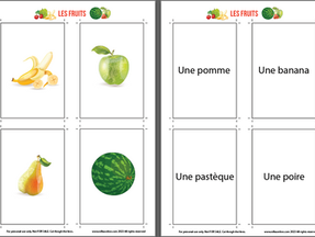 Fruits Fashcards in French Free Dowload