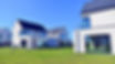 New elegant modern single family house. Terraced family homes in newly developed housing e