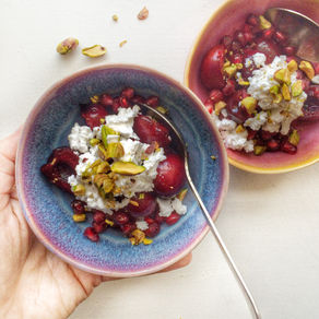 Keep your dessert game simple with these cherry & pomegranate bowls