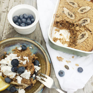 Baked Banana & Almond Butter Oatmeal