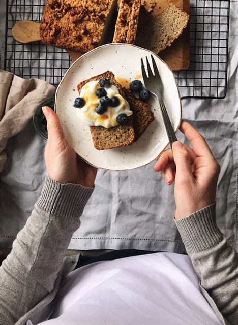 Image of girl holding banana bread
