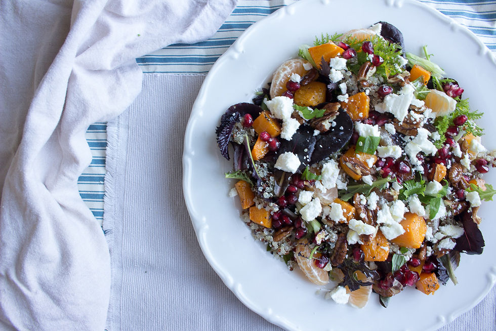 Butternut squash, quinoa and feta cheese salad
