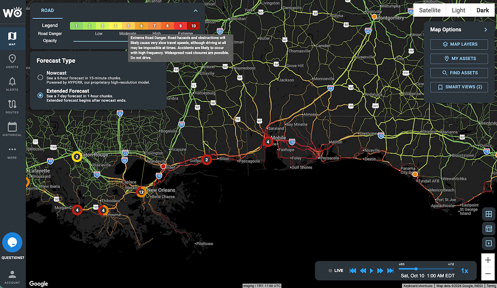 WeatherOptics Road Risk Index Valid Saturday 7 AM ET
