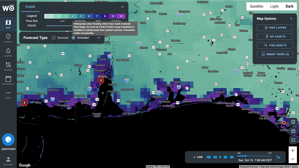 WeatherOptics Flood Index for Mobile Bay Valid Saturday 1 AM ET