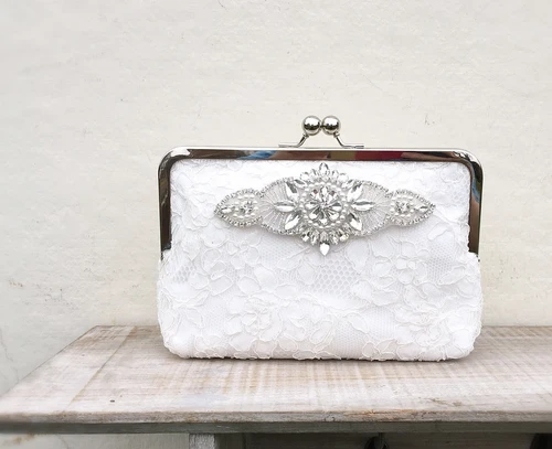 Ivory lace clutch bag sale