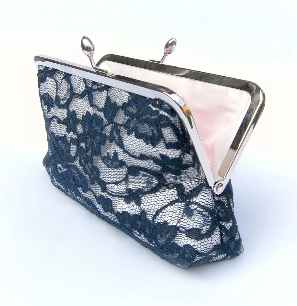 Navy lace clutch bag UK