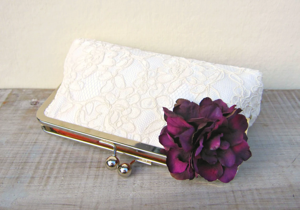 Purple flower clutch bag UK