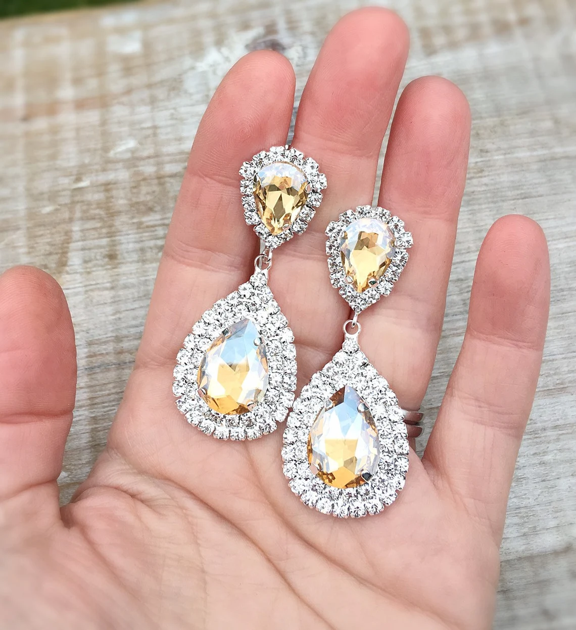 Champagne bridal earrings