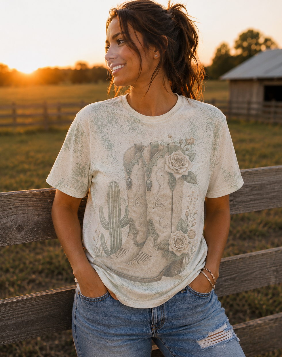 Thumbnail: Western Boots & Roses Vintage Graphic Tee