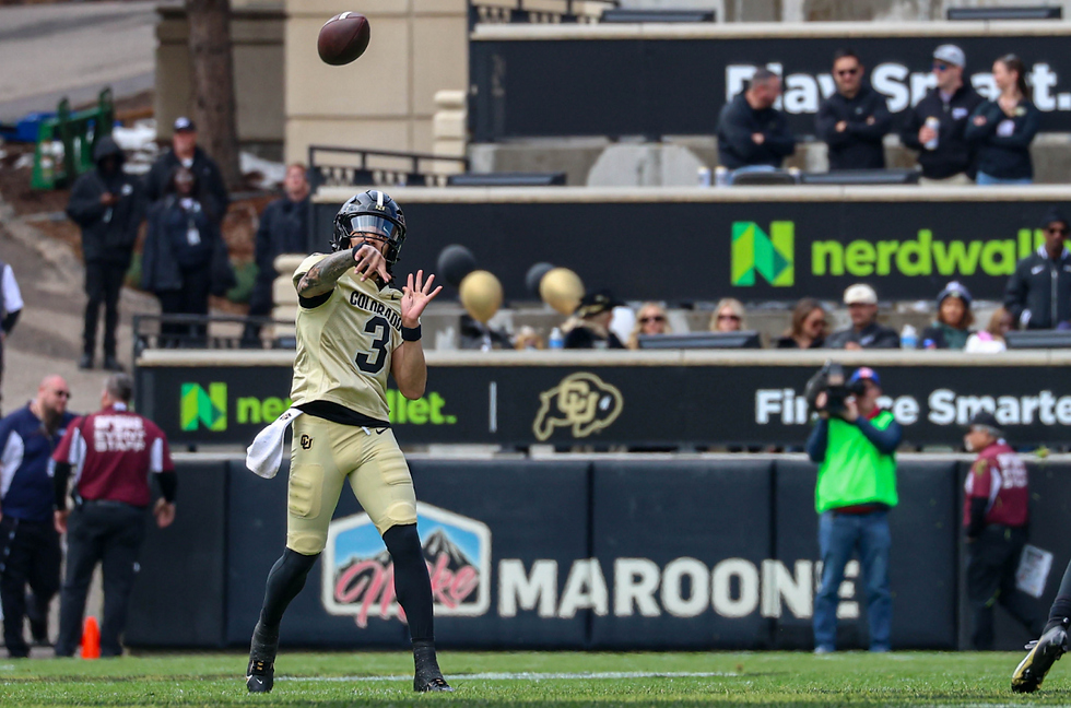 Kaidon Salter airs out a pass during the Colorado Buffaloes’ 2025 Spring Game. (Photo by Madison Kerest/Sko Buffs Sports)