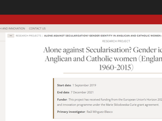 SIMPOSIO ONLINE SOBRE MUJERES RELIGIOSAS Y SECULARIZACIÓN EN INGLATERRA Y ESPAÑAL
