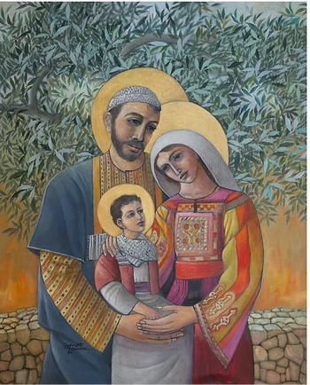 Sliman Mansour: Holy Family in an Olive Grove (2020)